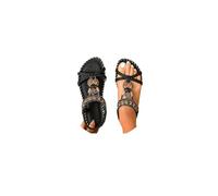 Agiyenna Sandales Femme Plates Boho d'Été Loisirs avec Strass Mode Élégantes Slip-on Sandales de Plage avec Lanière en T Open Toe Confortables Légères Unies