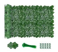 AGJIDSO Haie Artificielle 1x3M, Mur Vegetal Artificiel Exterieur, Brise Vue Jardin Décoration, Clôture de Feuilles Artificielles, 100 Pcs Serre Cable Plastique