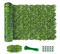 AGJIDSO Haie Artificielle 1x3M, Mur Vegetal Artificiel Exterieur, Brise Vue Jardin Décoration, Clôture de Feuilles Artificielles, 100 Pcs Serre Cable Plastique
