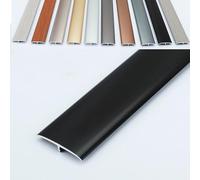 AGKANVCVNT Profile De Transition De Sol, Moulage en T Bandes De Recouvrement De Sol, Bande De Transition en Aluminium, 90cm Long, Découpable, Facile Fixation(Black)