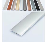 AGKANVCVNT Profile De Transition De Sol, Moulage en T Bandes De Recouvrement De Sol, Bande De Transition en Aluminium, 90cm Long, Découpable, Facile Fixation(Silver)