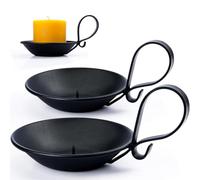 AGLARY Lot de 2 bougeoirs piliers en Fer Noir Mat, avec poignée, Style Industriel Simple, décoration de Centre de Table, avec pic de sécurité.