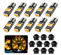 AGLINT Ampoule T5 LED Jaune W3W W1.2W 2721 PC74 286 27 37 avec Douille à Visser 12V pour Voiture Tableau de Bord Indicateur Vitesse Instrument Gauge Cluster Voyant Format Compact 10Pcs