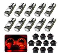 AGLINT Ampoule T5 LED Rouge W3W W1.2W 2721 avec Douille à Visser 12V pour Voiture Tableau de Bord Indicateur Vitesse Instrument Gauge Cluster Voyant Format Compact 10Pcs