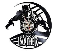 AGlitw Black Panther Disque Vinyle Horloge Murale Design Moderne Mode Bande Dessinée 3D Décoration Vinatge CD Horloges Mur Montre Décor À La Maison