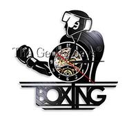 AGlitw Boxe Gym Signe Boxe Arts Martiaux Horloge Murale Décoration Murale Pugilisme Boxe Main Event Disque Vinyle Horloge Murale Boxer Cadeau