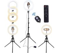 AGM Anneau Lumineux 14" avec Trépied de 190cm, Télécommande | Contrôleur Bluetooth | 3 Modes d'Eclairage | Luminosité Réglable Précise | LED Selfie Ring Light pour Vidéo, Photographie