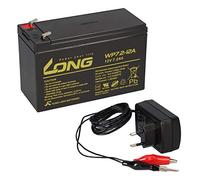 AGM Batterie au plomb 12 V 7,2 Ah compatible avec UPS BILGEL 7 Ah + chargeur