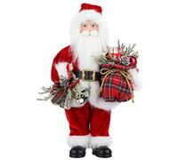 AGM Figure de Père Noël, Debout Santa Claus en Tenant Cadeau & Cloches Noël, Décoration Classique pour Arbre de Noël, Maison, Restrant - 30cm