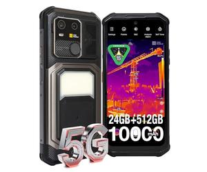 AGM G3 Pro Caméra Thermique 25fps, Smartphone Incassable 5G, Charge sans Fil, Écran 6,72" FHD+ 120Hz, 10000mAh, IP68/IP69K, 12Go+512Go, Lampe Camping.