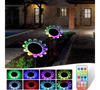 AGM Lot de 2 lampes solaires à LED pour extérieur - Décoration de jardin - IP68 - Étanche - 8 modes d'éclairage - Avec télécommande - Pour balcon, chemins, jardin