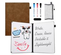 AGM Mini tableau blanc A4 avec 3 stylos de couleur et gomme pour bureau, salle de classe et usage domestique - Marron