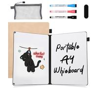 AGM Mini tableau blanc A4, tableau d'écriture portable avec 3 stylos de couleur et gomme pour bureau, salle de classe et utilisation à la maison
