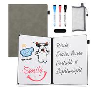 AGM Mini tableau blanc A4, tableau d'écriture portable avec 3 stylos de couleur et gomme pour bureau, salle de classe et usage domestique - Gris