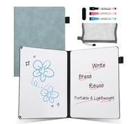 AGM Mini tableau blanc A5 portable avec 3 stylos de couleur et gomme, pour bureau, étude, salle de classe et usage domestique - Bleu marine