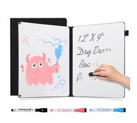 AGM Mini tableau blanc effaçable à sec A4, 30 x 21,5 cm, tableau blanc double face avec 3 stylos de couleur, 1 gomme, 1 sac en maille, tableau d'écriture portable pour étudier, réunions, prise de