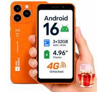 AGM Note N2 Mini Téléphone, Android 16, Écran HD 4,96", IP54, Whatsapp | Téléphone Mini Déverrouillé Android, Google Familly Link, 3Go+32Go, Double SIM, Batterie 3000mAh, 400Nit, 190g, Orange