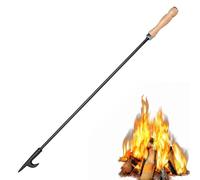 AGM Poker de 81,3 cm pour brasero avec poignée en bois pour feu de camp, cheminée, outils de foyer en fer forgé robuste pour extérieur et intérieur