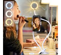 AGM Selfie Ring Light avec Col de Cygne 24", 3 Modes d'Eclairage, Support de Téléphone Portable, Lumière Dimmable pour Maquillage, Photos, Vidéos, Lectures, Live Streaming