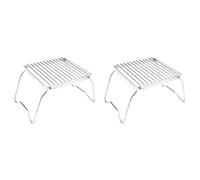 Agmoctz 2X Gril de Feu de Camp Pliant Portable en Acier Inoxydable Grille de Gril de Camping Support de Cuisinière à Gaz Support de Poêle à Bois Extérieur Barbecue