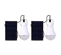 Agmoctz 2X Lampe D'Ampoule LED Alimenté par Panneau Solaire Lampe D'ÉNergie pour de Camping Extérieure Portative 15W