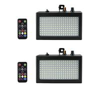 Agmoctz 2X Lampe Flash Stroboscopique À 180 LEDs Stroboscope de Contrôle Sonore À Distance Portable 35W RGB Vitesse RÉglable pour Club de FÊte de Bar de Disco de ScÈNe (Prise EuropÉEnne)