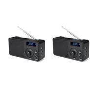 Agmoctz 2X Portable + Radio NuméRique Haut-Parleur StéRéO Bluetooth sans ÉCran LCD Prise en Charge du Casque ExtéRieur RéVeil FM AUX