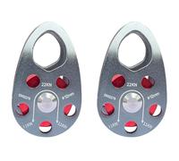 Agmoctz 2X Poulie d'escalade en Alliage D'Aluminium 22KN, Portable, Robuste, Poulie Pivotante Fixe Simple, Gris et Rouge