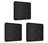 Agmoctz 3X 4 Gangs pour Commutateur de Scène Sans 12 Tuya ZigBee, Scénario D'Automatisation Alimenté par Batterie de Contrôleur de Bouton-Poussoir, Noir