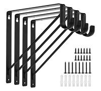 Agmoctz 4 PièCes de Supports de Tringle de Placard Noirs TrèS RéSistants pour la DéCoration de et Du Placard, Crochet de Support de Poteau de Placard Mural