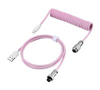 Agmoctz Adaptateur de Clavier Mécanique, Câble USB Spiralé, Câble de Chargement de Téléphone de Type C, Connecteur Aviation pour Ordinateur de Bureau, Rose