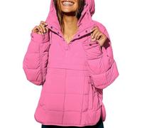 Agmoctz Doudoune Oversize pour Femme, Matelassée, à Capuche Dolman, Pull à Manches Longues, Manteau Chaud Poudre Brillante XL