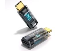 Agmoctz Lot de 2 Adaptateurs Secteur USB-C 240 W avec Testeur de Puissance, Affichage Numérique LED et Connecteur D'Extension Mâle- pour Téléphone et Tablette