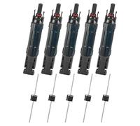 Agmoctz Lot de 5 connecteurs de panneau solaire PV mâle/femelle 30 A - Fusible intégré en ligne à diodes - Raccords de fil solaire étanches - Anti-retour - Durable - Installation facile