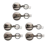 Agmoctz Paquet de 6 à Toute épreuve Rétractable Porte-Badge Bobine, Porte-Badge D'Identification En Métal avec Clip de Ceinture Porte-Clés pour la Carte Nominative Porte-Clés Noir