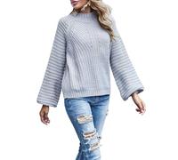 Agmoctz Pull Oversize à Col Roulé pour Femme, Décontracté, Manches Longues, Ample, en Épaisse Gris XL