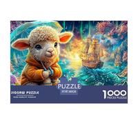 Agneau avec Parapluie par A Ship and Eggs Puzzle De 1000 Pièces Monceaux de rêve Carton Recyclé, Excellent Cadeau pour Toutes Les Âges 38x26cm/1000pcs