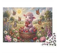 Agneau bouclé rosePuzzle DIY 1000 Pièces en Carton Épais Champ de Fleurs de Printemps pour Amateurs De Puzzles Relaxation Mentale Renforcement Familial 38x26cm/1000pcs