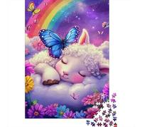 Agneau Endormi Puzzle 1000 Pièces Papier pour Adultes Papillon Coloré Jeu de Puzzle 1000 Pièces Relaxation Décoration 38x26cm/1000pcs
