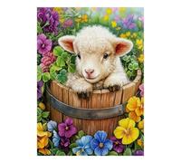 Agneau Fleur Baril 1000pcs Mini Puzzle pour Famille Difficile | 38x26cm Carton Décor Salon Structure Durable Cadeau Anniversaire Soulagement Du Stress