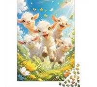 Agneau Fleur Prairie 1000pcs Mini Puzzle pour Famille Difficile | 70x50cm Carton Décor Salon Structure Durable Cadeau Anniversaire Soulagement Stress