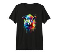 Agneaux d'art Coloré Splash Farm Animal Lamb Lover Sheep T-Shirt Haut de Gamme
