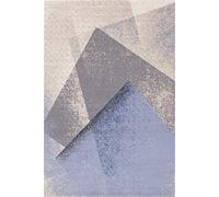 AGNELLA Diverse Folds Tapis - 100% Laine, Poil Court Motif Géométrique Minimaliste Moderne 133x180 cm Tapis Bleu Ciel Bleu Clair