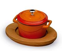 Agnelli Plateau Ronde Faitouts pour Mini Cocotte, en Bois, Naturel