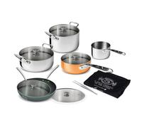 Agnelli - Set mixte de 11 pièces - acier 3 couches et revêtement antiadhésif avec boîte en bois