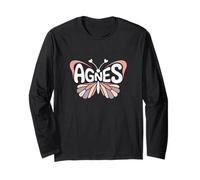Agnes Butterfly - Word Art personnalisé avec nom Mignon Manche Longue