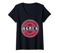 Agnès | La Meilleure Agnès du Monde | Femmes et filles T-Shirt avec Col en V