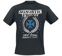 Agnostic Front Blue Iron Cross Homme T-Shirt Manches Courtes Noir L