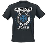 Agnostic Front Blue Iron Cross Homme T-Shirt Manches Courtes Noir M