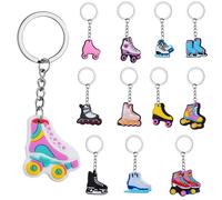 AGNURCADE Lot de 12 porte-clés en forme de patin à roulettes, breloques de sac pour sac à roulettes, décorations de fête d'anniversaire sur le thème des années 80 et 90, 12 styles